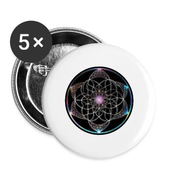 Flower of Life Colored Geometry Circle - Buttons large 2.2''/56 mm (5-pack) - white - Front