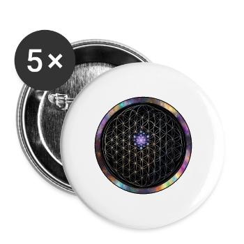 Fleur de Vie Cosmos Circle - Lot de 5 grands badges (56 mm) - blanc - Devant