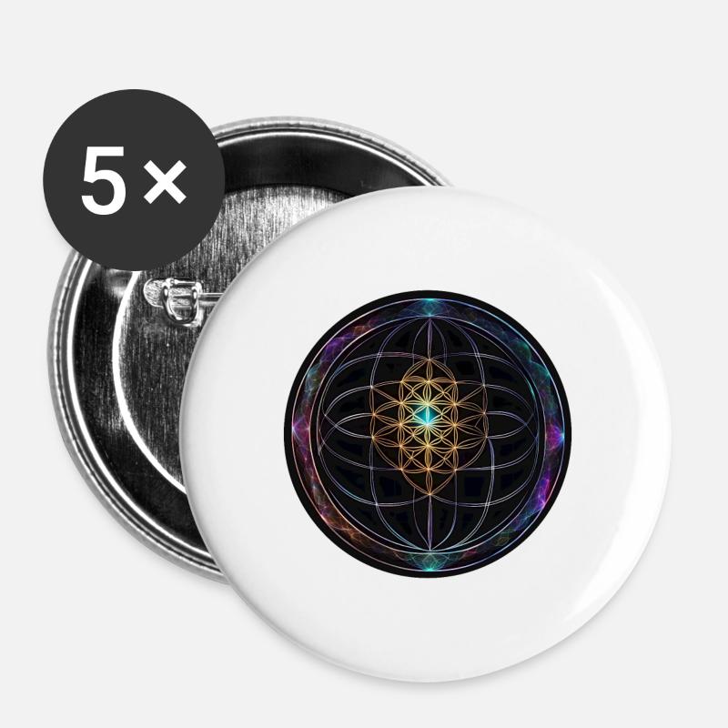 Metatron Discs Mandala Glow - Buttons large 2.2''/56 mm (5-pack) - white