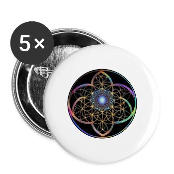 Fleur de vie kaléidoscopique - Lot de 5 grands badges (56 mm) - blanc - Devant