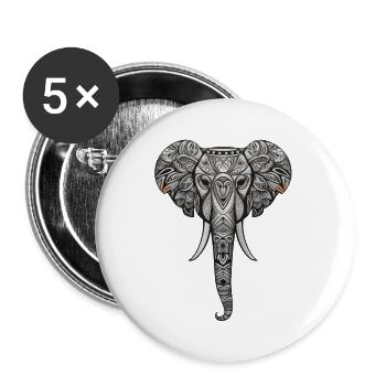 Elephant with African pattern no2 - Buttons large 2.2''/56 mm (5-pack) - white - Front