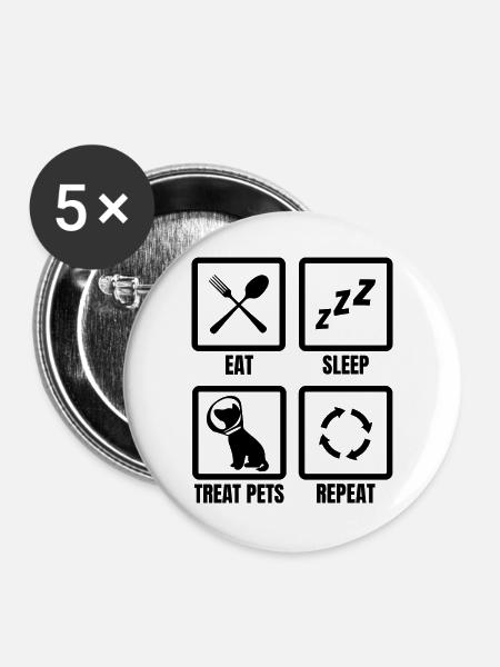 Tierarzt Routine - Buttons groß 56 mm (5er Pack) - Weiß