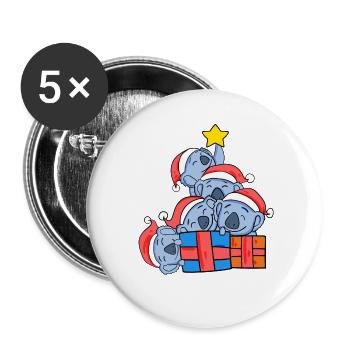 Koala Weihnachtsbaum Weihnachten - Buttons groß 56 mm (5er Pack) - Weiß - Vorne