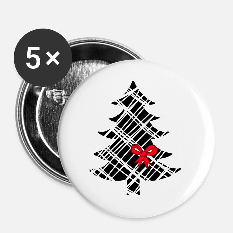 Weihnachtsbaum - Buttons groß 56 mm (5er Pack) - Weiß