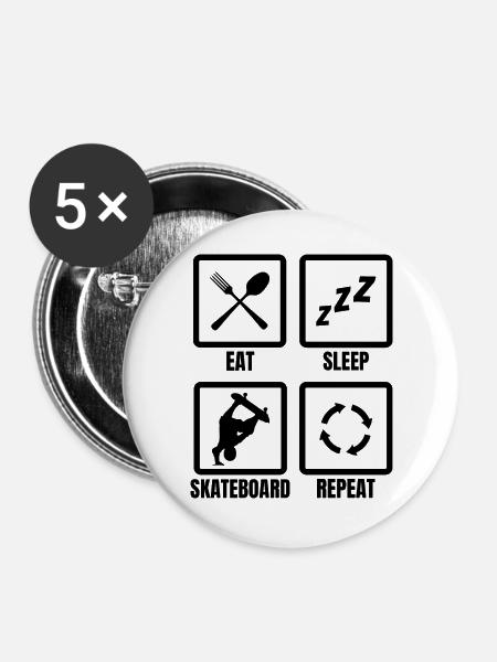 Skateboarding Routine - Buttons groß 56 mm (5er Pack) - Weiß