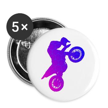 Herren Supermoto Dirtbike Dirt Biker Freestyle Mot - Buttons groß 56 mm (5er Pack) - Weiß - Vorne