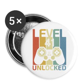 Level 41 Unlocked Funny Video Gamer 41Th Birthday - Buttons large 2.2''/56 mm (5-pack) - white - Front