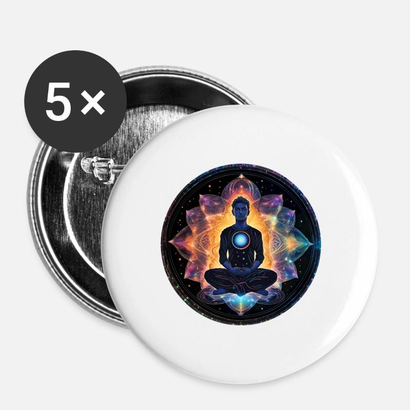 Cosmic Meditation Circle - Buttons large 2.2''/56 mm (5-pack) - white