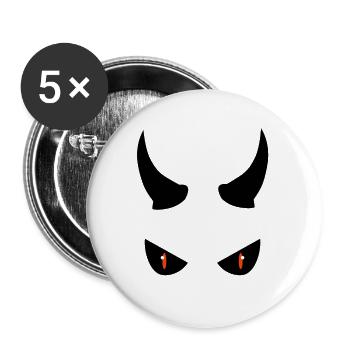 düstere und böse Augen mit breiten Hörnern - Buttons groß 56 mm (5er Pack) - Weiß - Vorne
