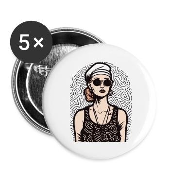 Frau - Buttons groß 56 mm (5er Pack) - Weiß - Vorne