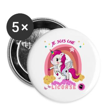 Je suis une licorse licorne Corse licorne Corsica - Lot de 5 grands badges (56 mm) - blanc - Devant