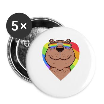 Capybara Capybara Rainbow - Buttons large 2.2''/56 mm (5-pack) - white - Front