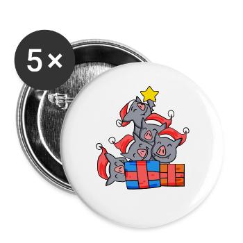 Chauve-souris arbre de Noël Noël - Lot de 5 grands badges (56 mm) - blanc - Devant