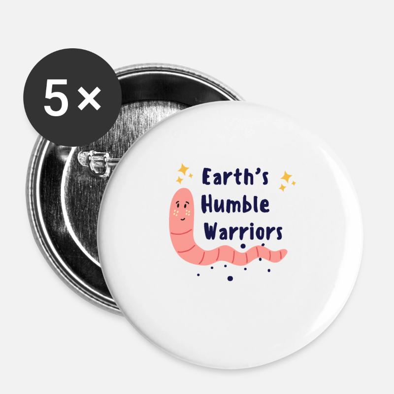 Earths Humble Warriors - Buttons large 2.2''/56 mm (5-pack) - white