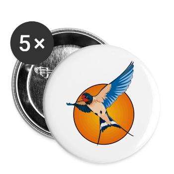 Hirondelles 2 - Lot de 5 grands badges (56 mm) - blanc - Devant