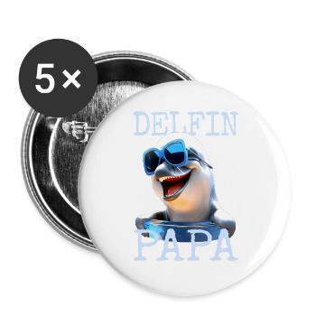 Dolphin Dad Daddy Dolphins Father's Day Dolphin Dad - Buttons large 2.2''/56 mm (5-pack) - white - Front