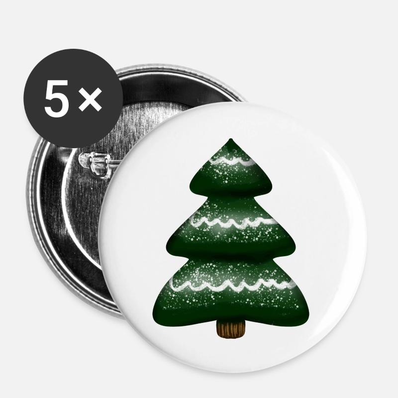 Weihnachtsbaum, Christbaum, Tannenbaum - Buttons groß 56 mm (5er Pack) - Weiß