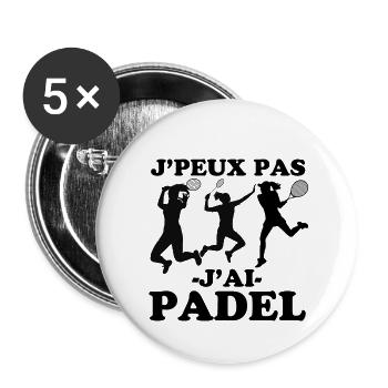 Femme joueuse de padel 1 - Lot de 5 grands badges (56 mm) - blanc - Devant