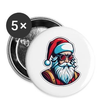 Weihnachtsmann Weihnachten Illustration - Buttons groß 56 mm (5er Pack) - Weiß - Vorne
