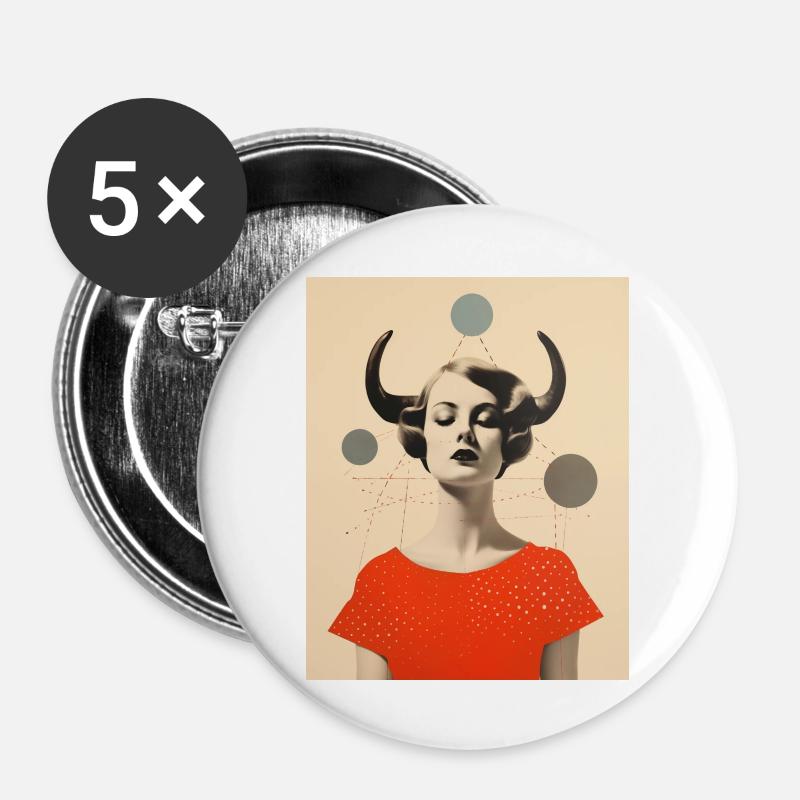 Taurus collage art astrology - Buttons large 2.2''/56 mm (5-pack) - white