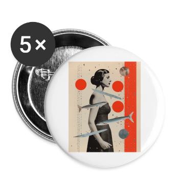 Poissons collage art astrologie - Lot de 5 grands badges (56 mm) - blanc - Devant
