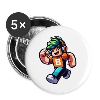 Happy gamer - Cool game character with head phones - Buttons large 2.2''/56 mm (5-pack) - white - Front
