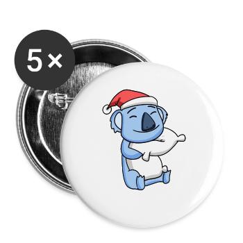 Koala Niedlich Müde Weihnachten - Buttons groß 56 mm (5er Pack) - Weiß - Vorne