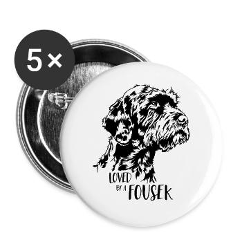 Cesky Fousek Loved by a Fousek Hunde Wilsigns - Buttons groß 56 mm (5er Pack) - Weiß - Vorne