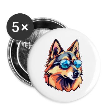 Illustration de berger allemand - Lot de 5 grands badges (56 mm) - blanc - Devant