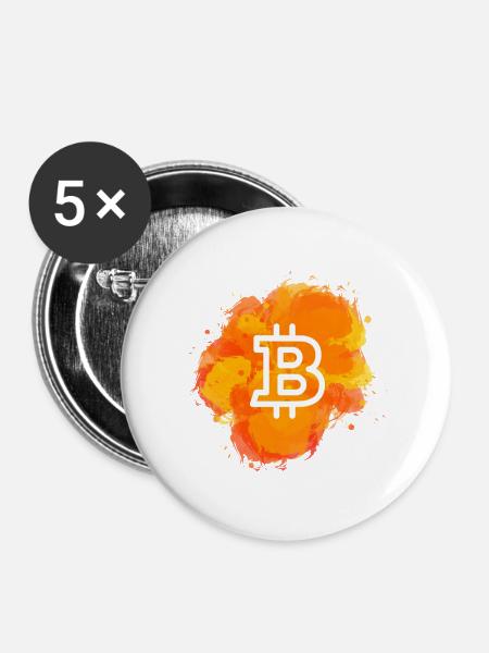 Bitcoin Crypto Cryptocurrency Splash - Buttons groß 56 mm (5er Pack) - Weiß