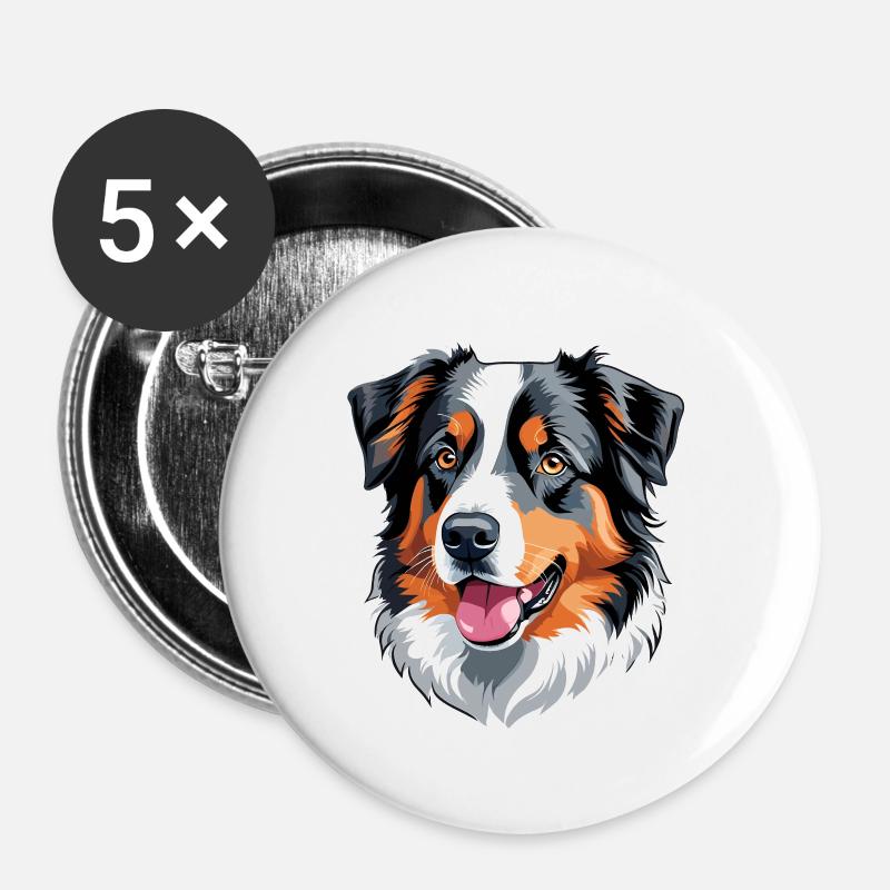 Australian Shepherd - Buttons large 2.2''/56 mm (5-pack) - white