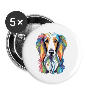 Afghan Hound - Buttons large 2.2''/56 mm (5-pack) - white - Front