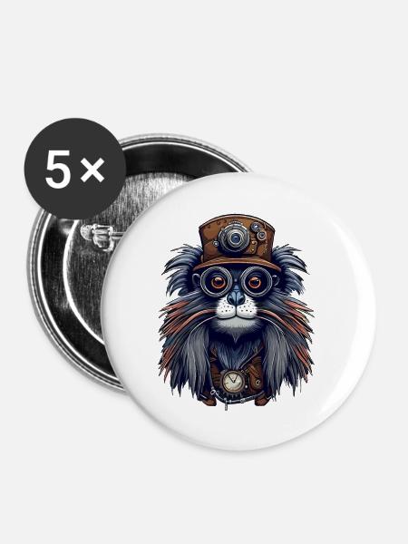 Tamarin - Buttons groß 56 mm (5er Pack) - Weiß