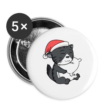 Katze Niedlich Norwegische Waldkatze Müde - Buttons groß 56 mm (5er Pack) - Weiß - Vorne