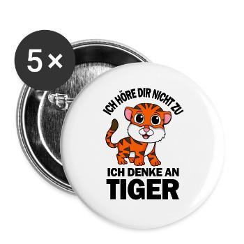 Tier Tiger - Buttons groß 56 mm (5er Pack) - Weiß - Vorne