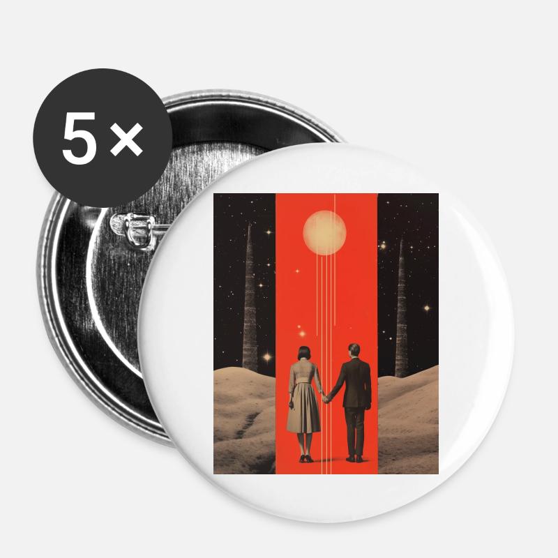 To the moon and back collage - Buttons large 2.2''/56 mm (5-pack) - white