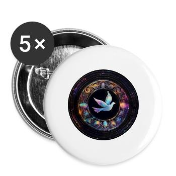 Lichttaube im kosmischen Kreis - Buttons groß 56 mm (5er Pack) - Weiß - Vorne