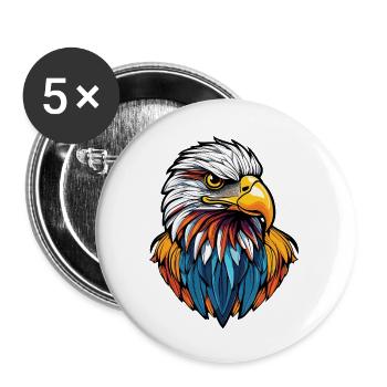 Eagle Head - Buttons large 2.2''/56 mm (5-pack) - white - Front