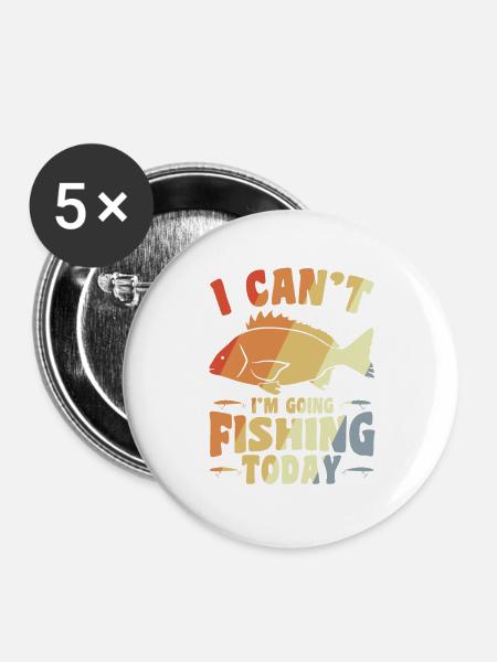 Angler Witz - Buttons groß 56 mm (5er Pack) - Weiß