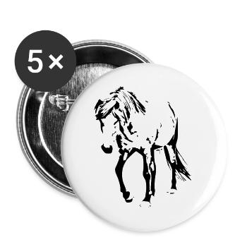 Chevaux T-shirt Cadeau Cavalier - Lot de 5 grands badges (56 mm) - blanc - Devant