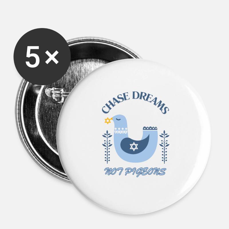 Chase Dreams not Pigeons - Buttons large 2.2''/56 mm (5-pack) - white