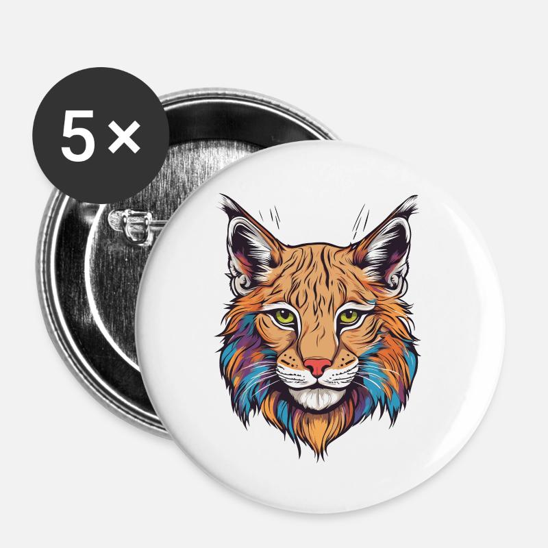 Lynx Cat - Buttons large 2.2''/56 mm (5-pack) - white
