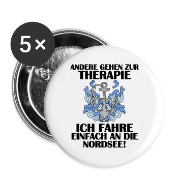 Nordsee Spruch - Buttons groß 56 mm (5er Pack) - Weiß - Vorne