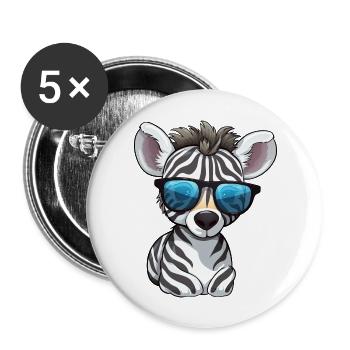 A baby zebra wearing stylish sunglasses. - Buttons large 2.2''/56 mm (5-pack) - white - Front