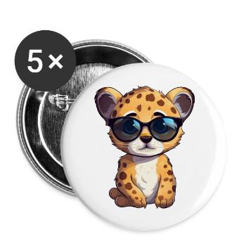 Little cute cheetah wearing sunglasses. - Buttons large 2.2''/56 mm (5-pack) - white - Front
