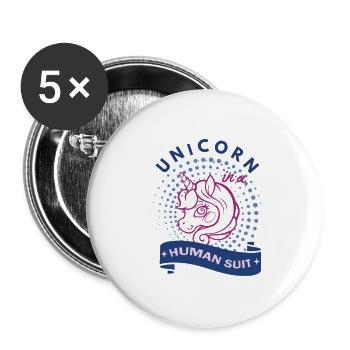 Unicorn in a Human Suit - Buttons large 2.2''/56 mm (5-pack) - white - Front