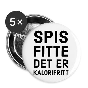 Iss Muschi, es ist kalorienfrei - Buttons groß 56 mm (5er Pack) - Weiß - Vorne