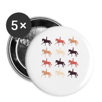 Dressurpferd - Buttons groß 56 mm (5er Pack) - Weiß - Vorne