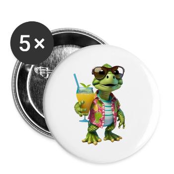 Don’t Pressry Be Happy mignonne petite tortue - Lot de 5 grands badges (56 mm) - blanc - Devant