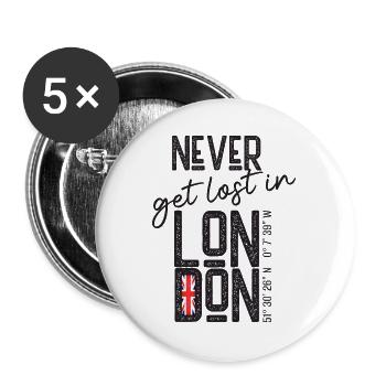 Ne vous perdez jamais à Londres - Lot de 5 grands badges (56 mm) - blanc - Devant